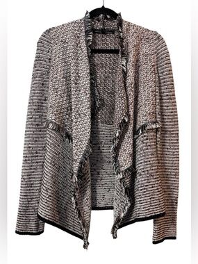 White House Black Market Fringe Open Cardigan XS Workwear Office Sweater